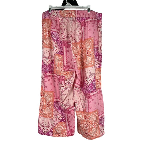 Hester & Orchard Womens XL Linen Blend Wide Leg Pants Pink Orange Patchwork - Picture 3 of 7